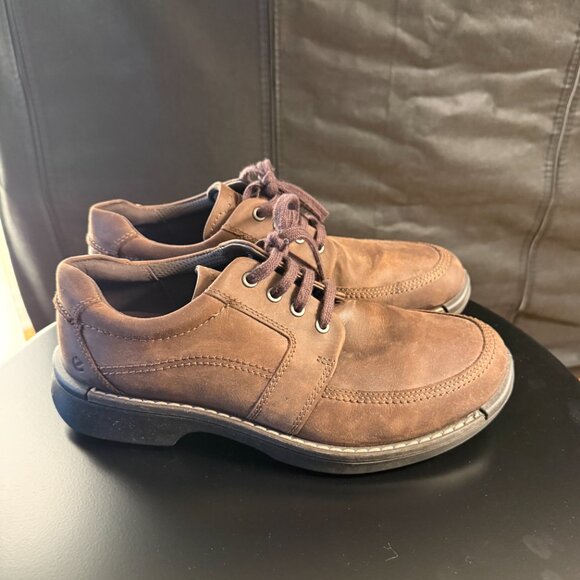 ECCO Brown Leather Lace-Up Shoes Classic Comfort Style - Picture 3 of 5